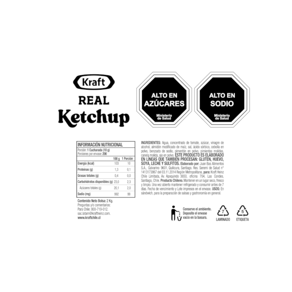 Kraft Kétchup Bolsa 2Kg