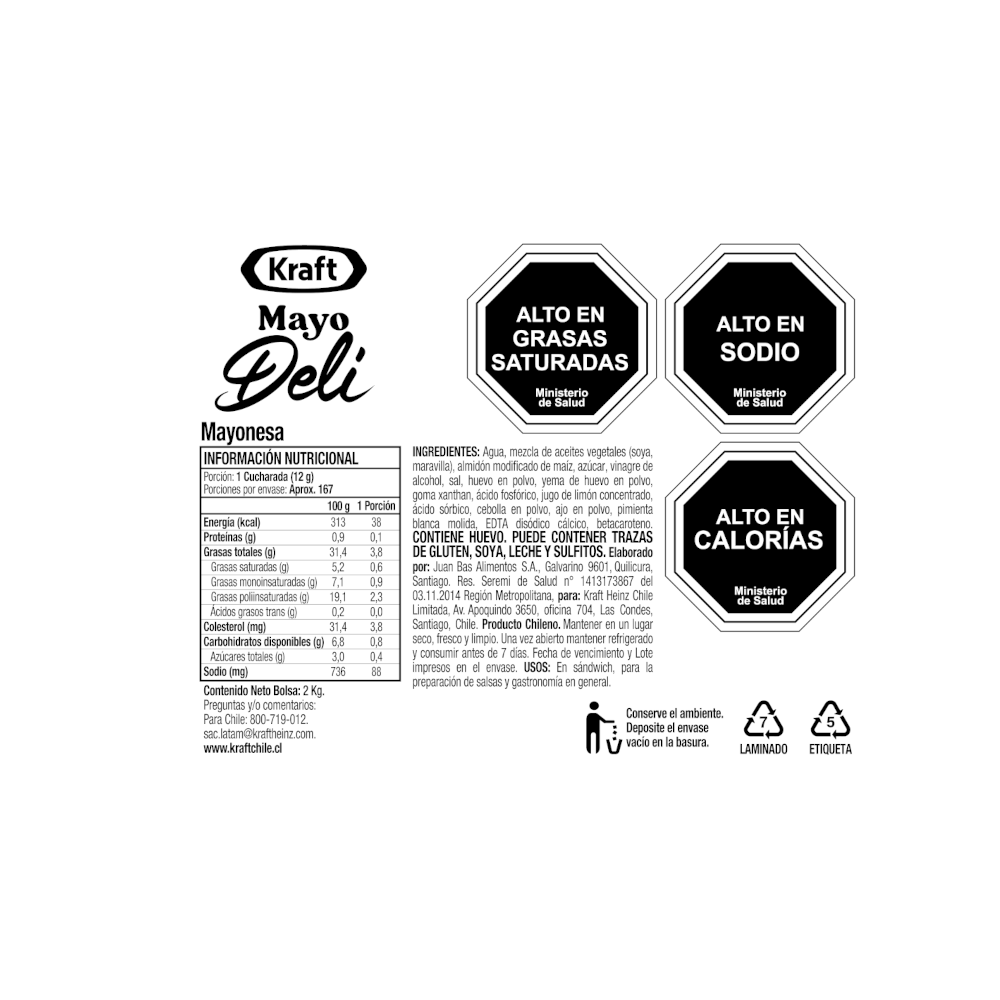 Kraft Mayo Deli Bolsa Pouch 2Kg